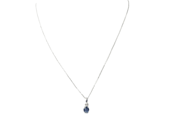 Collier Collier solitaire en or blanc et saphir 58 Facettes CLAL