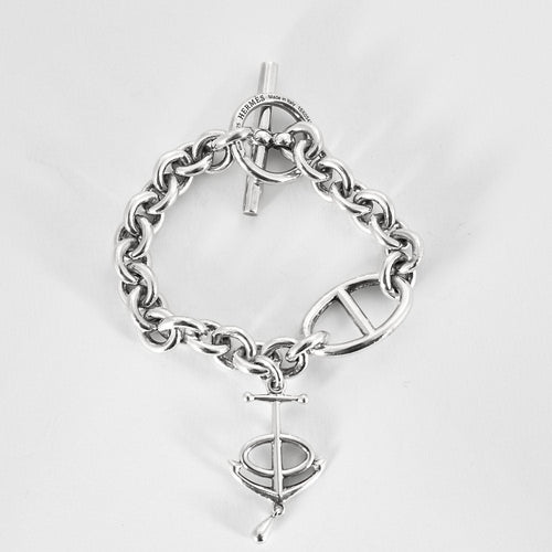 Bracelet HERMES -Rare Bracelet chaîne d'encre en argent 58 Facettes