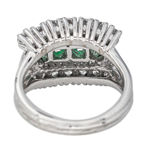 Bague 45 Bague Or blanc Emeraude, Diamant 58 Facettes 4377114RV