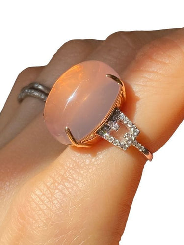 Bague 52 BRANAR PARIS - Importante bague or jaune et blanc, quartz rose 58 Facettes