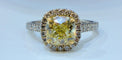 Bague 52 Solitaire en or blanc diamant jaune fancy yellow 58 Facettes