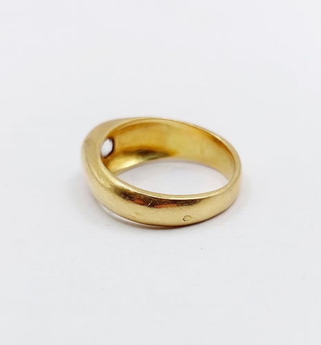 Bague 50 Bague jonc dôme or jaune 18k diamant taille ancienne 0,40 carat 58 Facettes A06197