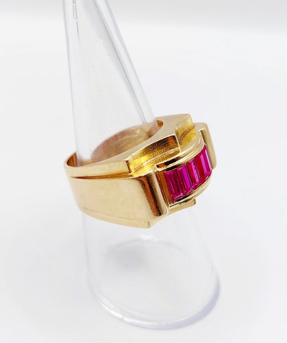 Bague 55 Bague tank art déco or rubis synthétiques 58 Facettes A03728
