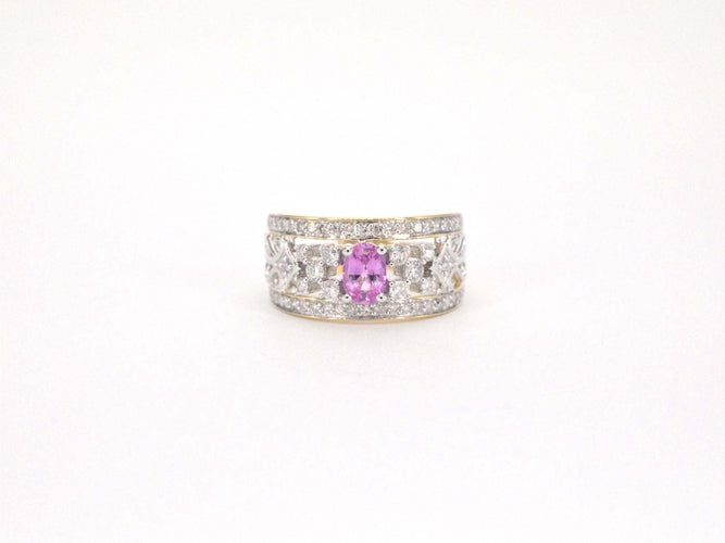 Bague 54 Bague en or jaune sertie de diamants et d'une pierre précieuse 58 Facettes 2241