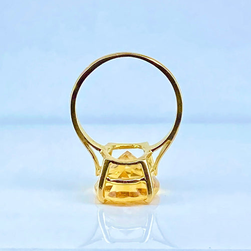 Bague 46.5 Bague en or jaune 18 carats et citrine 58 Facettes AB492