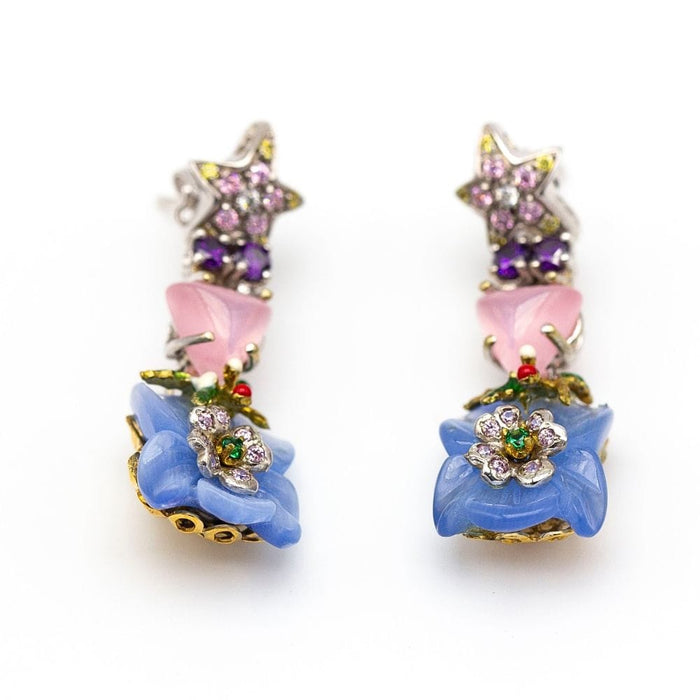 Boucles d'oreilles Boucles d'oreilles en or bicolore et diamants colorés. 58 Facettes D363268SO