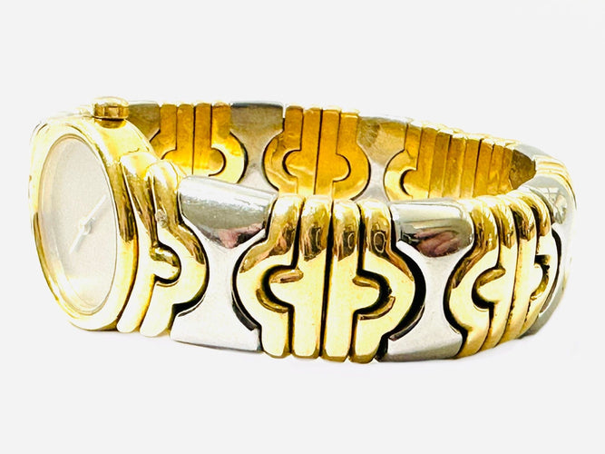 Montre BVLGARI. Collection Parentesi, montre or et acier 58 Facettes