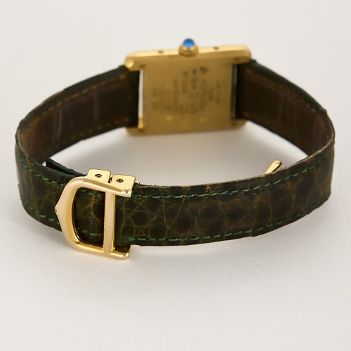 Montre Montre Cartier Modèle Tank Must en argent plaqué or cadran blanc chiffres romains 58 Facettes