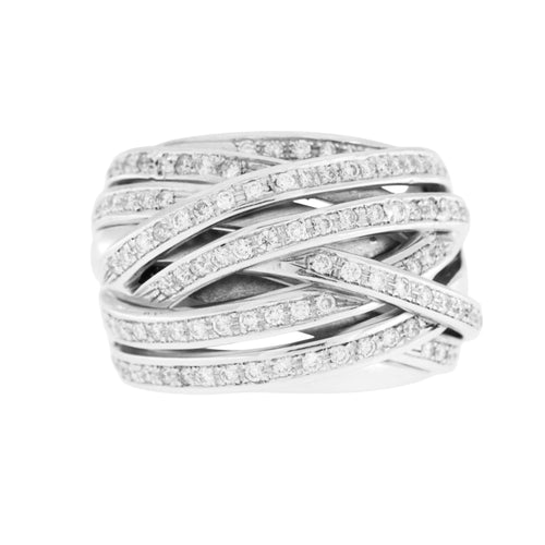 Bague 53 Bague italienne or blanc sertie de diamants 58 Facettes