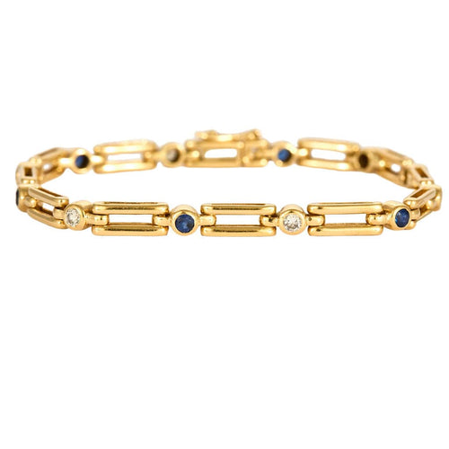 Bracelet Bracelet en or jaune, diamants et saphirs 58 Facettes LP1236/17