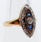 Bague 52.5 Bague marquise antique or jaune et platine, diamants et saphirs 58 Facettes A05575