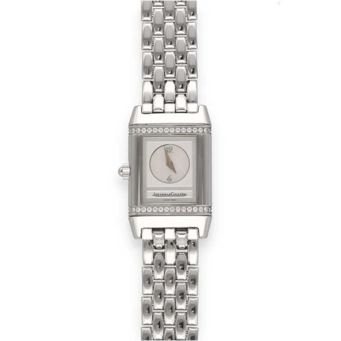 Montre Montre Jaeger LeCoultre "Reverso" Lady Acier Duetto diamants de 2008. Ref : 266.8.44. Boite et Papiers d'origine. 58 Facettes