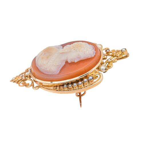 Broche Broche Camée Or rose Perle, Agate 58 Facettes 2826013CN