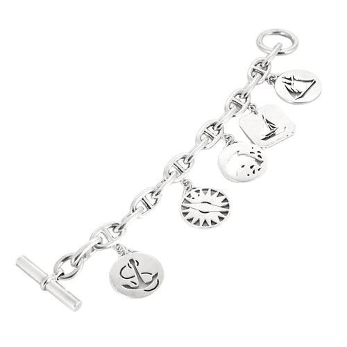 Bracelet HERMES - Rare Bracelet Chaîne d'encre argent 58 Facettes