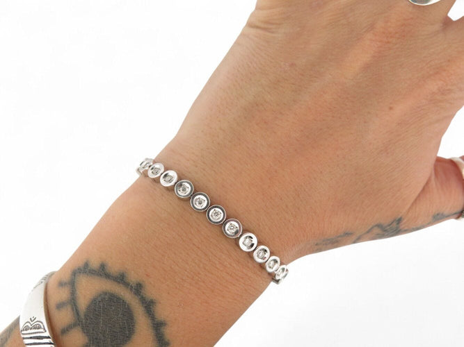 Bracelet bracelet tennis t19 serti de 35 diamants 2.1ct en or blanc 14k 16gr 58 Facettes 268155