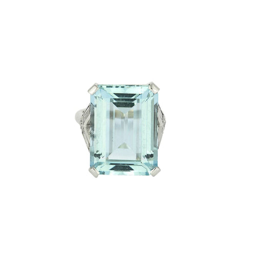 Bague 47 Bague en Or blanc 18k Aquamarine 58 Facettes CAS0171