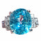 Bague 53 Bague zircon bleu naturel diamants 58 Facettes 7850 A