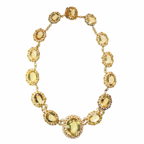 Collier Collier historique de 1820 en citrine et or, filigrane et granulation, très bel état 58 Facettes 25125-0132