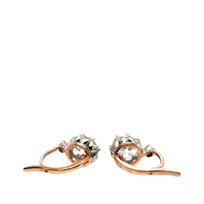 Boucles d'oreilles Dormeuses or rose et diamant - Année 1900 58 Facettes 1.0000124/1