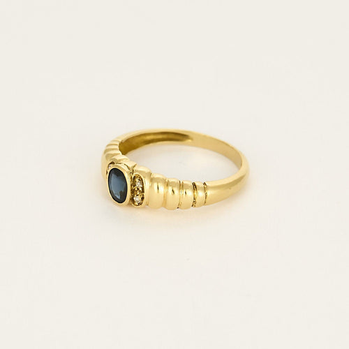 Bague 51 Bague en or jaune, saphir et diamants 58 Facettes HOU5591