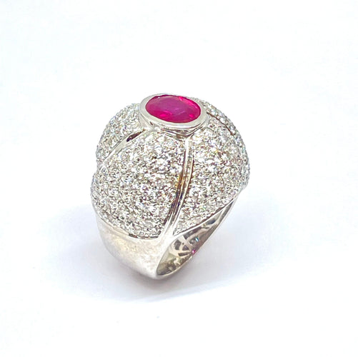 Bague 50 Bague Diamants Rubis ovale 58 Facettes