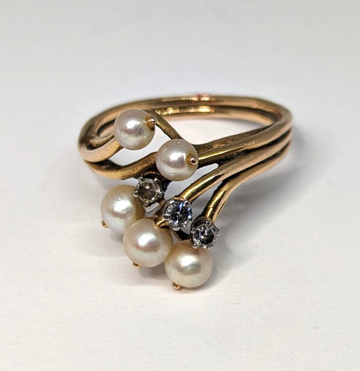 Ring 53 Vintage pearl and diamond ring 58 Facettes