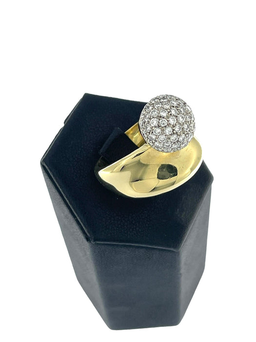 Bague 55.5 Bague rétro or jaune avec diamants 58 Facettes