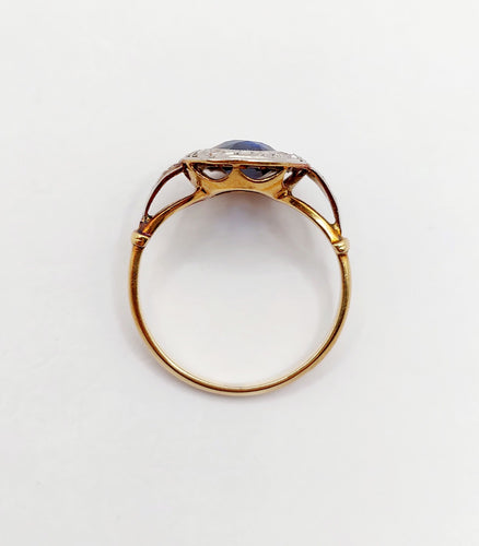 Bague 50 Bague pompadour art deco or rose 18k saphir et diamants taille rose (circa 1910) 58 Facettes A06152