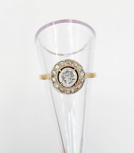 Bague 61.5 Bague cible or jaune et platine, diamant (circa 1900) 58 Facettes A05271