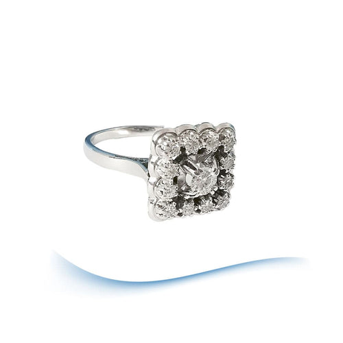 Bague Bague Vintage carrée - Diamants 0,44 carat - Or gris 18 K et platine 58 Facettes AA 1697