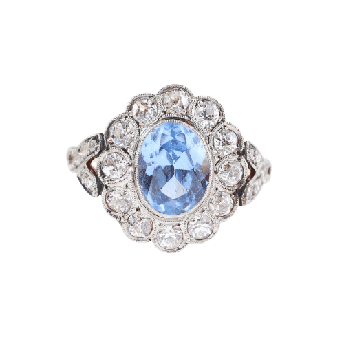 Bague Rosette vintage ornée de diamants et de spinelle 58 Facettes 131528H
