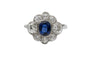 Bague Bague ancienne avec saphir 0,80 ct et diamants 1,30 ct en or blanc 18k 58 Facettes 11482