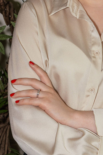 Bague 53 Bague Demi alliance Or blanc Diamant 58 Facettes 4274093RV