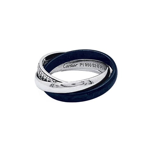 Bague 52 Bague Cartier, "Trinity", or blanc, céramique noire, diamants. 58 Facettes 35250