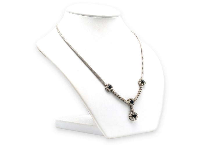 Collier Collier Années 70 en or blanc 18 carats et saphirs, diamants 58 Facettes 23301