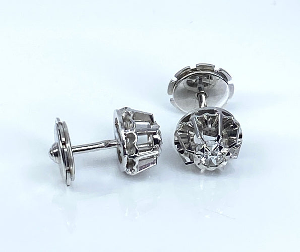 Paire de boucles d’oreilles or blanc et diamants