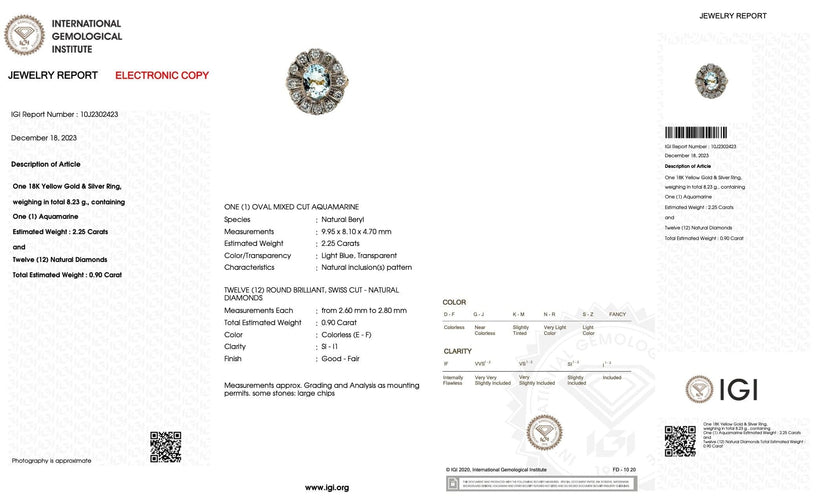 Bague 54.5 Bague en or jaune et argent , aigue-marine et diamants 58 Facettes