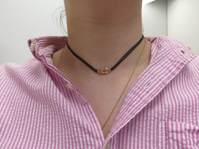Collier collier FRED chance infinie or rose ras du cou cordon choker 58 Facettes 247059