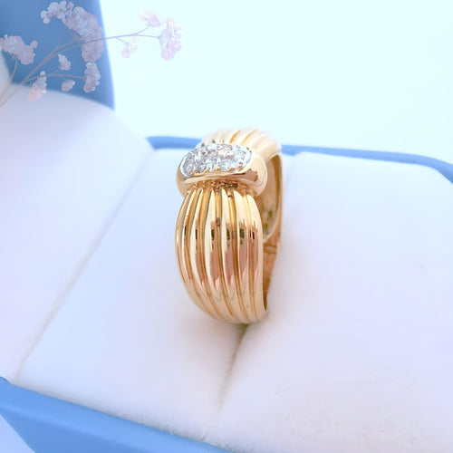 Bague 53.5 Bague godronnée Diamants Or 2 tons 58 Facettes AA 1726