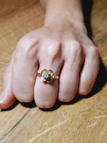 Bague Art Nouveau Or Rose Et Diamant