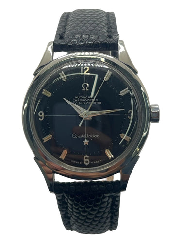 Montre Omega - Montre Constellation automatique acier cadran noir 35 mm réf. 2852 58 Facettes