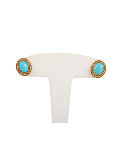 Boucles d'oreilles Puces d’oreilles en or jaune 18 carats et turquoises 58 Facettes