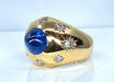 Bague 53 Bague or jaune saphir 5,10 carats Ceylan non chauffé et diamants 58 Facettes AB411