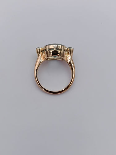 Bague 54 Bague vintage aigue-marine coussin et diamants en or rose 18k 58 Facettes