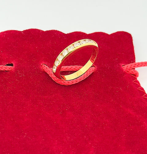 Bague 54 Demi-alliance en or jaune et diamants 58 Facettes