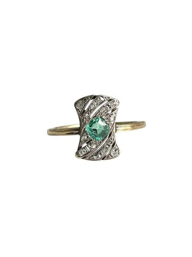 Bague 57 Bague ancienne or jaune émeraude 58 Facettes