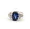 Bague 56 Bague en or blanc 18 carats ornée d'un saphir naturel de Birmanie et de diamants 58 Facettes