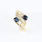 Bague vintage en or jaune 18 carats avec diamants et saphirs