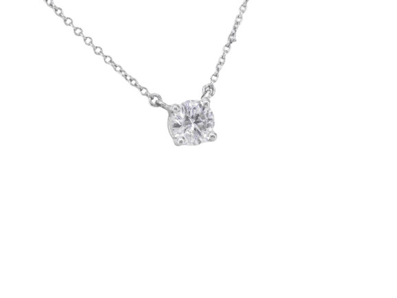 Collier Tiffany & Co - Collier solitaire en platine et diamant naturel 0,60 ct 58 Facettes 5194