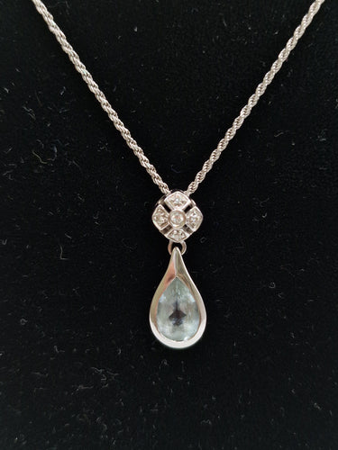 Pendentif Pendentif aigue-marine vintage en or blanc 58 Facettes